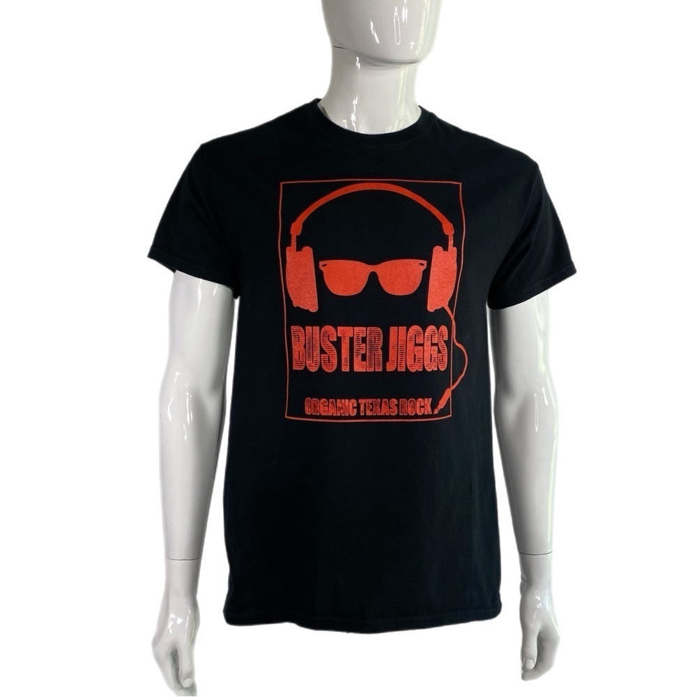 Gildan Men’s Buster Jiggs Organic Texas Rock Music Black Tee